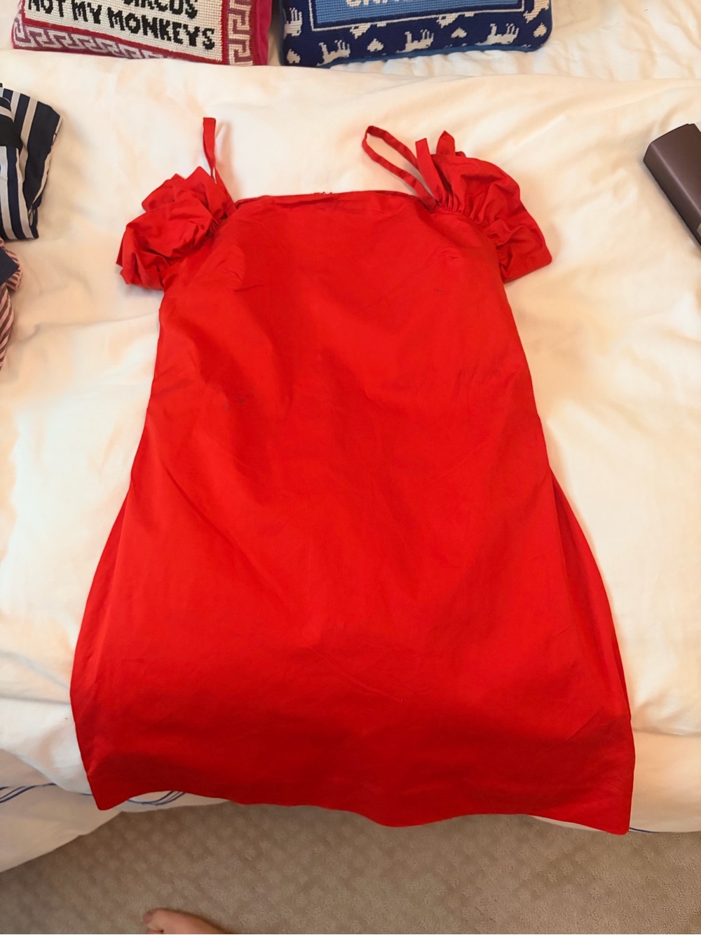 STAUD Red Ruffle-Shoulder Mini Dress - Picture 4 of 6